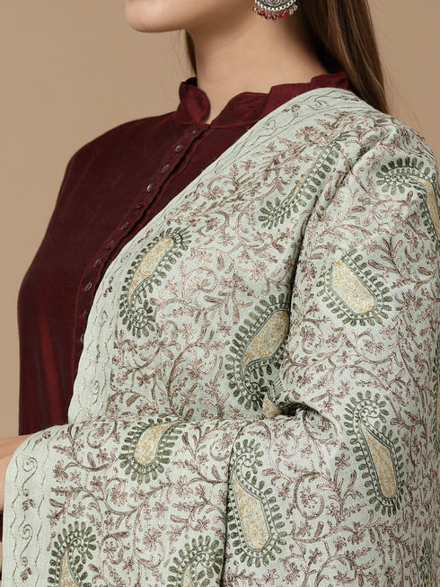 Women's Aari Embroidery Wool Shawl